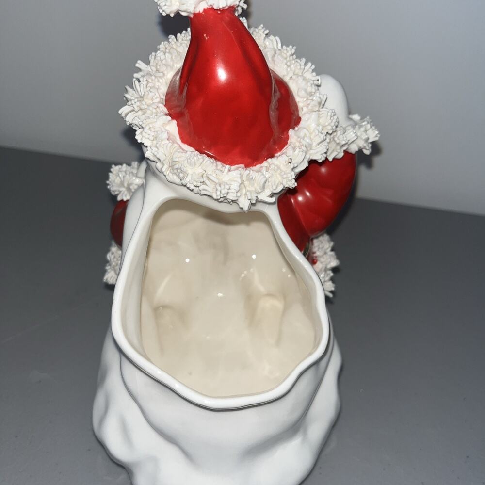 Napco Creations MCM Spaghetti Santa Christmas Planter w/Gold Trim S 413 A, 7.5" - Picture 5 of 16